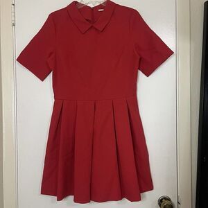 NWT FRNCH Paris Red pleated romper short sleeve mini dress size US large